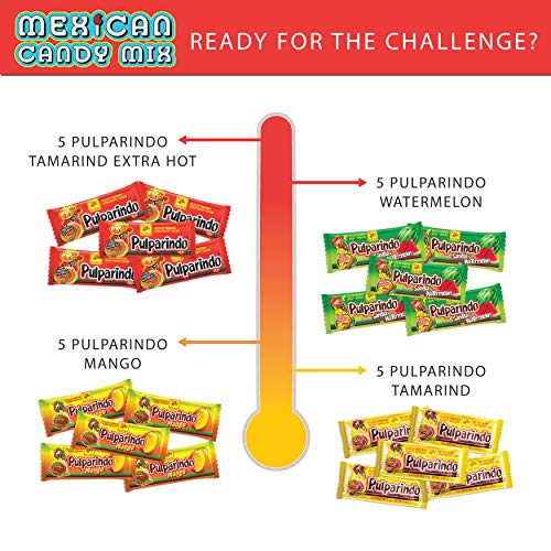 Pulparindo Mexican Candy Snack Mix (20 Count) - Comes In Tamarind, Hot, Mango, Sandia Watermelon, Assortment Of Flavors From De La Rosa DLR Makes A Great Snacks Pack By MTC