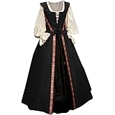 StarDY Women's Renaissance Medieval Costume Dress Lace Up Lrish Over Long Dresses Cosplay Retro Gown 2pcs Set