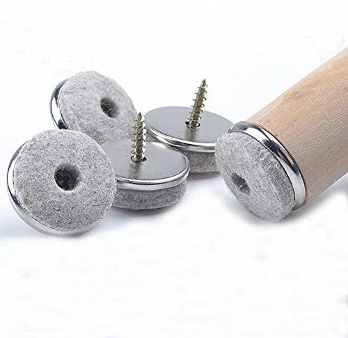 Mergorun,24mm Dia Felt Furniture Sofa Chair Leg Nonslip Screw Floor Silver Anti-Skid Pad Nail Protectors 30pcs