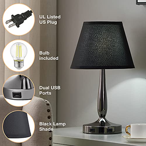 Black Touch Table Lamp for Bedroom 3Way Dimmable Bedside Lamps
