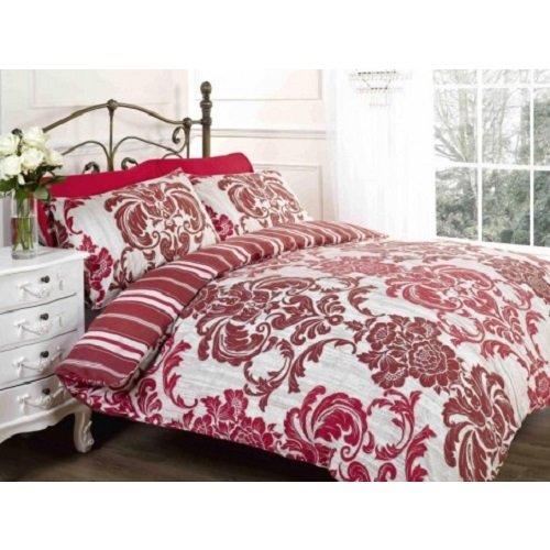 Elysee Red Flowers Patterned Duvet Cover Quilt Bedding Set Red