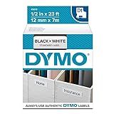 DYMO Standard D1 45013 Labeling Tape ( Black Print on White Tape , 1/2'' W x 23' L , 1 Cartridge)