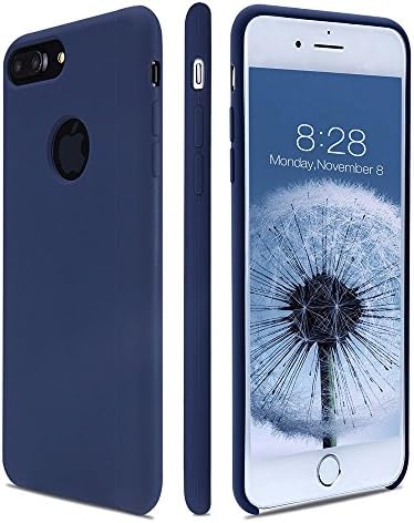 iPhone 7 Plus case, FGA Solid Silicone Gel Rubber Skin Feeling Slim-Fit Anti-scratch Shockproof Drop Protection Case with Soft Microfiber Cloth Lining Cushion for Apple iPhone 7 Plus(2016) (Dark Blue)