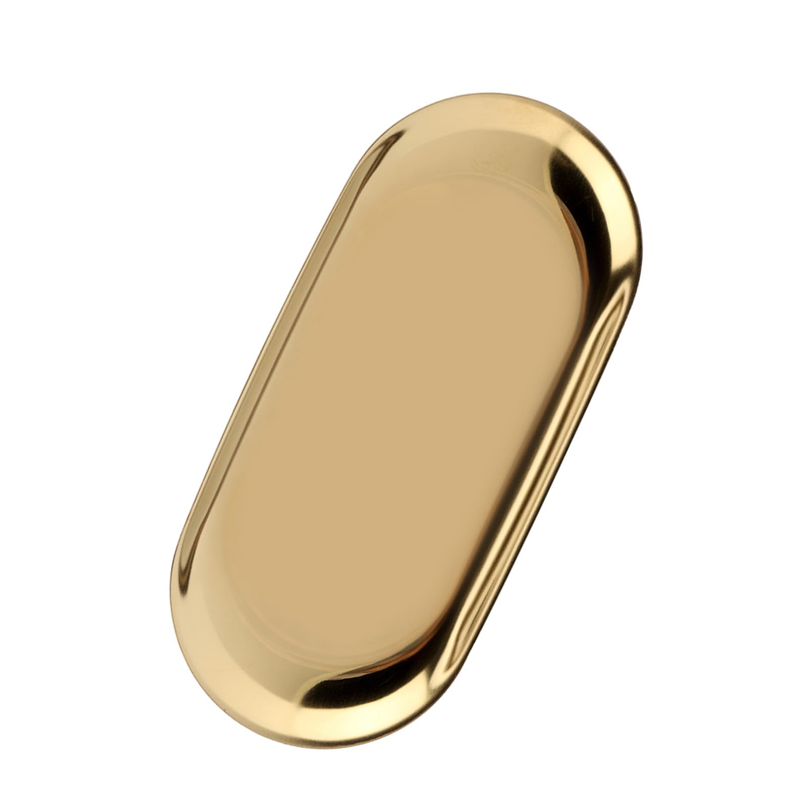 Nordic Style Stainless Storage Tray Towel Cosmetics Jewelry Fruit Cake Plate for Office Home Desks(S-Golden)