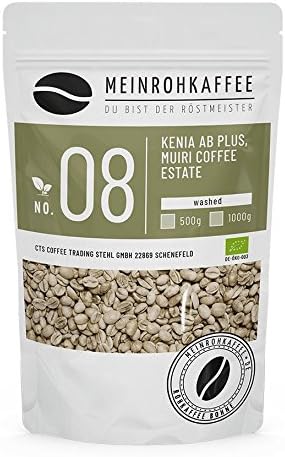 Green Coffee - Kenya AB (Green Coffee Beans) - Strong, Full, Spicy, Floral, Light Citric Acid - from Controlled Organic Farming - 500g