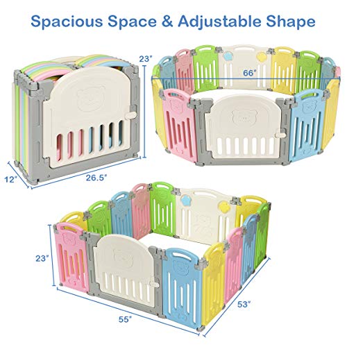 image for Costzon Baby Playpen, 14-Panel Foldable Kids Safety Activity Center Pl