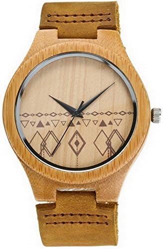 iPerry Womens Bamboo Wooden Watches Japan Quartz Movement Wood Wrist Watches Leather Strap Casual Watch