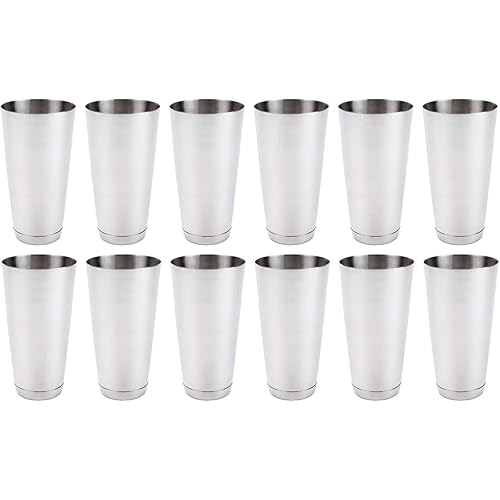 (12 Pack) 30-Ounce Cocktail Mixing Shaker Tin - Silver Glitter, Stainless Steel Boston Shakers, Bar Cheater Tins for Professional Bartenders