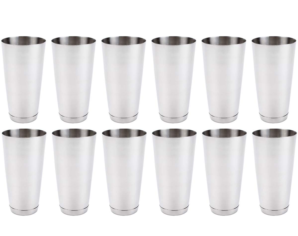 (12 Pack) 30-Ounce Cocktail Mixing Shaker Tin - Silver Glitter, Stainless Steel Boston Shakers, Bar Cheater Tins for Professional Bartenders