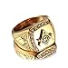 PMTIER Men's Cubic Zirconia Masonic Freemason Gold Plated Stainless Steel Rings Size 13
