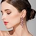 BriLove Wedding Bridal Dangle Earrings for Women Vintage Style Crystal Drop Hollow Filigree Chandelier Earring Pink Antique-Gold-Toned