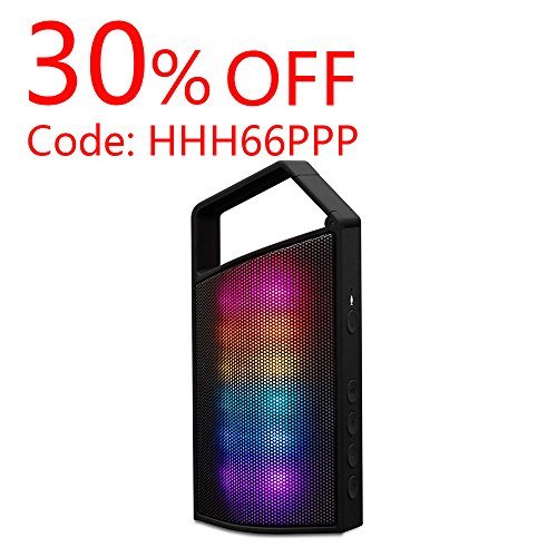 Samesay Portable Bluetooth V4.0 Speaker Mini Stereo Speakers with Multi-colored Led Lights, Build-in Mic for Calls for iPhone, iPod, Samsung