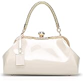 RTGGSEL Women's Crystal Glossy Patent Leather Top Handle Tote Evening Handbag Wedding Crossbody Shoulder Bags Satchel Purse