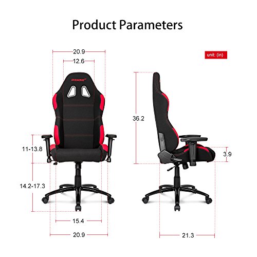 AKRacing Core Series EX-Wide Gaming Chair with Wide Seat, High and Wide Backrest, Recliner, Swivel, Tilt, Rocker and Seat Height Adjustment Mechanisms with 5/10 warranty - Red/Black - Thumbnail 6
