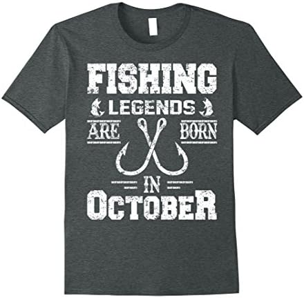 Mens Fishing Legends Are Born In October Birthday Gift T-shirt Large Dark Heather