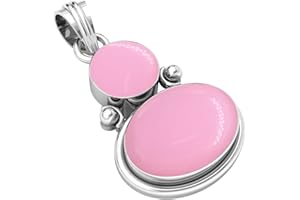 JEWELOPORIUM 925 Sterling Silver Handmade Pendant for Women Oval Round 2 Gemstone Statement Jewelry for Gift (99509_P)
