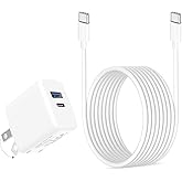 20W Dula Port USB C Fast Charger for iPad A16/10th Generation, iPad Pro 13/12.9/11 inch, iPad Air 13/11 inch/4/5th, iPad mini, iPhone, Foldable Compact Charger with 6.6FT USB C Charging Cable