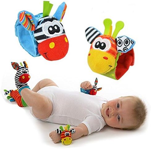 Xuxuou 2 PCS Soft Baby Toy Socks Rattle New Born Baby Socks Wrist Bands Foots Finders Developmental Toys