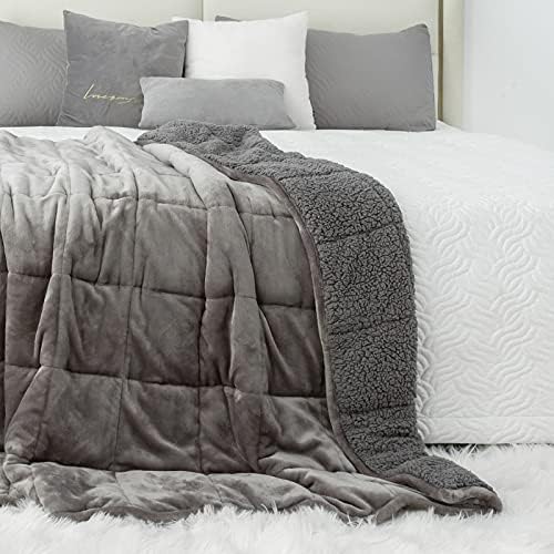 Sherpa Weighted Blanket for Adult 15 lbs,Kivik Fuzzy Plush Flannel