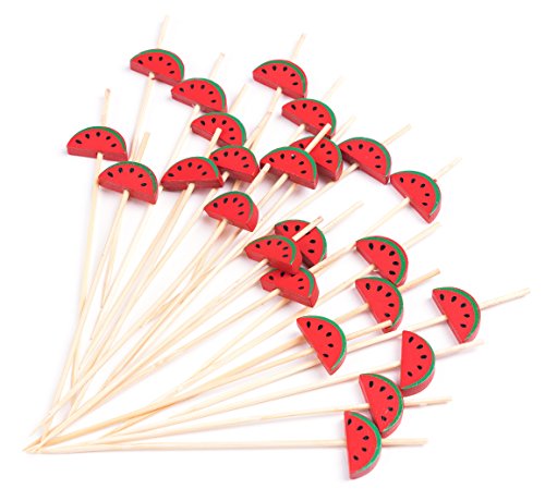PuTwo Cocktail Picks Handmade Bamboo Toothpicks 100pcs 4.7â€ in Watermelon Decor