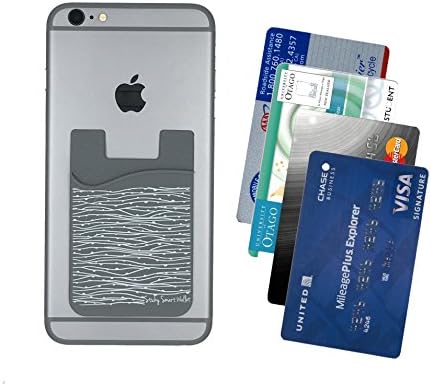 Credit Card Holder for iPhone Smart Phone Stick-On Wallet - Strong 3M Adhesive - Universal Size fits most Phones (including iPhone 5,6,7 Samsung Galaxy S6, S7, S8) Non-Slip Silicone offers Extra Grip