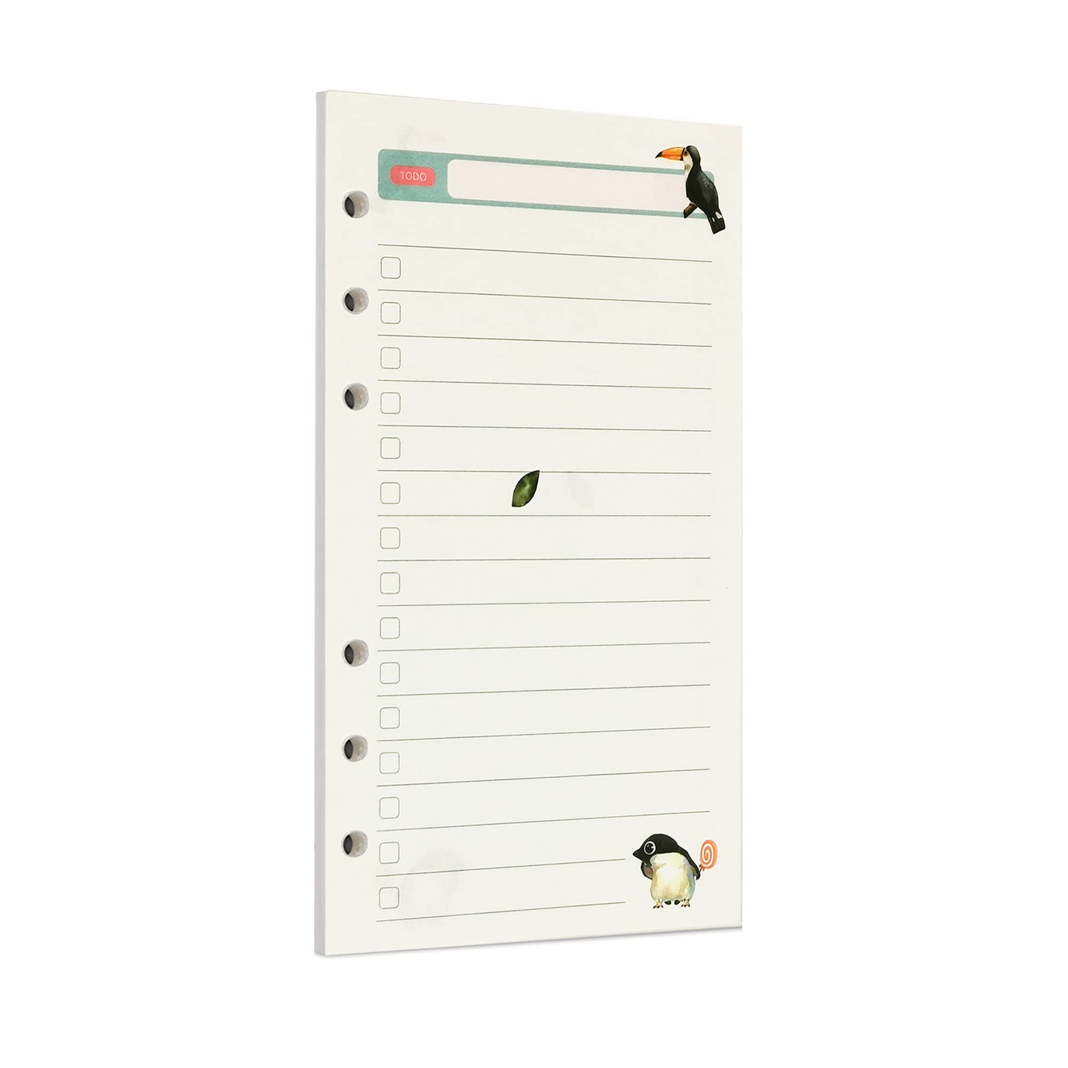 Zelten 45 Sheets 90 Pages Colorful Loose Leaf Punched Paper Refills Paper for 6 Hole Binder Personal Organizer Diary Notebook Refillable Planner (A6, Rainforest Todo List)