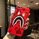 Kplvet iPhone 8 Plus 7 Plus Case,Non Slip Ultra Soft Embossed Craft Non Faded Durable Coloring Top Grip Feel Slim Thin 5.5 iPhone 7p 8p Case,Street Fashion Trend Protective Phone Cover (Red ShaYu)