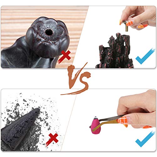 Jeteven Waterfall Backflow Incense Burner Holder, Ideal for Yoga Room Home Decoration & Handicraft Gift (Small Lofty Mountains and Flowing Water)