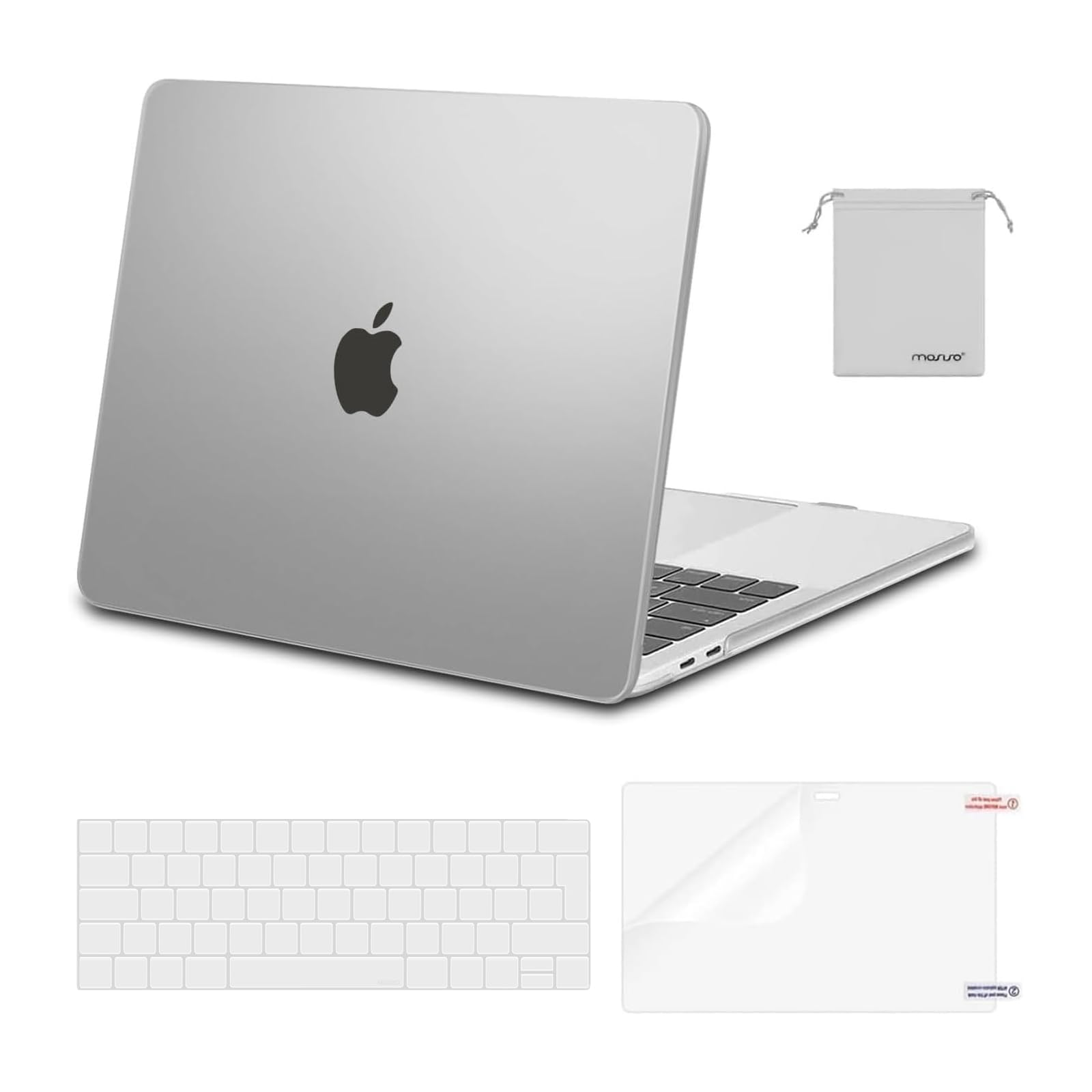 MOSISO Compatible with MacBook Pro 13 inch Case M2 M1 2026 2025 2024 2023-2016 A2338 A2289 A2251 A2159 A1989 A1706 A1708, Plastic Hard Shell Cover &Keyboard Skin&Screen Film&Pouch, Matte Translucent