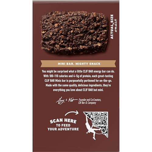 CLIF BAR MINIS – CHOCOLATE BROWNIE FLAVOR – MADE WITH ORGANIC OATS – 4G PROTEIN – NON-GMO – PLANT BASED – SNACK-SIZE ENERGY BARS – 0.99 OZ. (20 PACK)