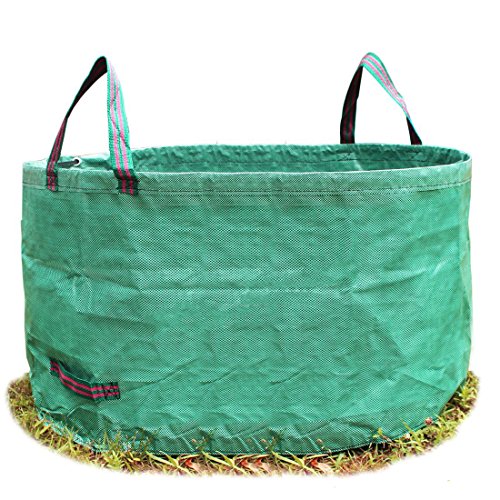 SYOOY 63 Gallon Garden Tool Trash Bag Green Lawn Garbage Storage Bag with Handles for Outdoor Garden Lawn - 18 Inches Height x 32 Inches Width
