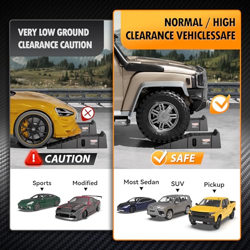 Car Ramps for Oil Changes and Vehicle Lift, 7.1 Inch Lift, 11.1 Inch Wide Tire Heavy Duty Ramps for SUV & Truck, 16,000 lbs Capacity, 2pcs