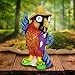 Exhart Garden Sculpture, Solar Party Parrot Garden Statue, LED Eyes, Outdoor Lawn and Yard Decoration, 11 x 5.5 x 15 Inch