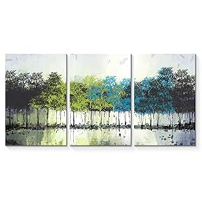 Wall26-3 Plane Canvas Wall Art-Abstract Oil Painting Tree Forest-Giclee Painting Wall Bedroom Living House Decoration Home Art - 16"x24" x 3 Panels