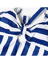 Yaffi - Traje de baño familiar a juego, a rayas, de una sola pieza, para playa, 2019, monokini, sin hombros, traje de baño