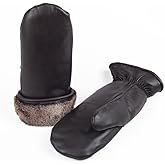 Zavelio Unisex Sheepskin Lined Leather Mittens – Warm Waterproof Shearling Cold Weather Winter Gloves for Men & Women