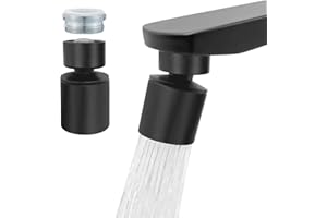 KOOTTI Swivel faucet aerator, 360° Swivel Kitchen Faucet Aerator, Dual-function 2-Flow Sprayer Faucet Head Replacement Kitchen Sink Faucet 55/64 inch Female Thread Faucet Extender (Matte Black-1)