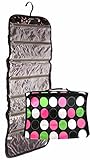 Jewelry Coupons Makeup Travel Case MultiColor Polka Dots Pattern Roll-up Hair Product Airplane Carryon Zipper 26 Pocket