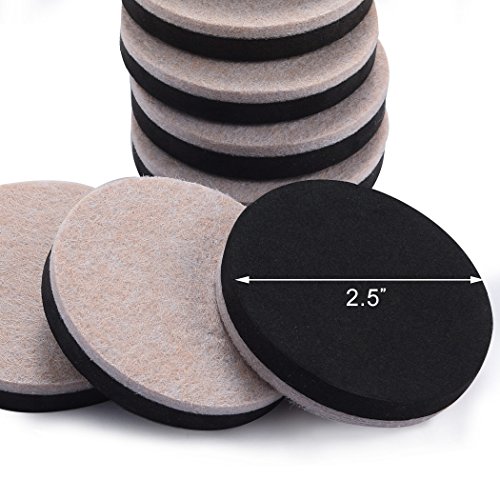 2.5" Reusable Felt Furniture Pads for Hardwood Floors, 24 Pack Round