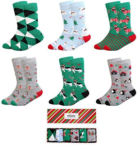 Crew Socks for Boys- Stripe Days of the Week Christmas Socks- Dress & Trouser Socks- 6 Pack Boys’ Novelty Cotton Socks