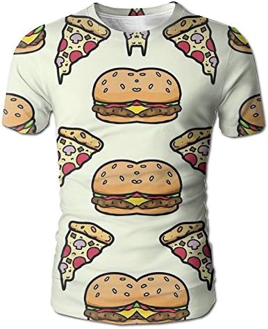SHALIZI Hamburguesa And Pizza Men's Casual Print T-Shirt Tee