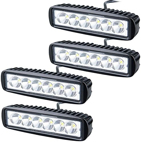 Oplips Led Light Bar 4x 18W Spot Light Led Lights Fog Light IP 67 Waterproof for Off-road Vehicle, ATV, SUV, UTV, 4WD, Jeep, Boat