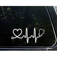 Sweet Tea Decals Stethoscope Big Heart - 8" x 3 3/4" - Vinyl Die Cut Decal/Bumper Sticker for Windows, Trucks, Cars, Laptops, Macbooks, Etc.