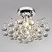 LOCOÂ Chrome Finish Crystal Chandelier with 3 Lights, Mini Style Flush Mount Ceiling Light Fixture for Study Room/Office, Dining Room, Bedroom, Living Room