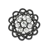 Expo Vintage Flower Filigree Rhinestone Button BTN1341GM,Gunmetal