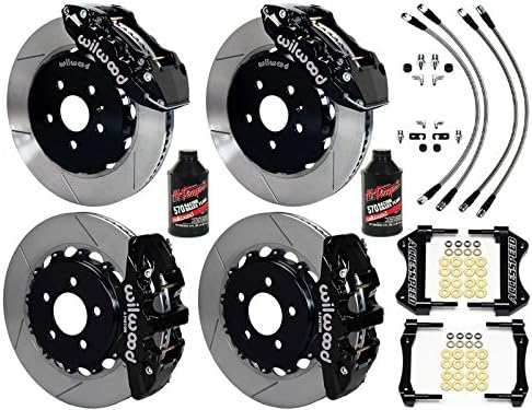 WILWOOD CORVETTE 14 FRONT & REAR BIG BRAKE KIT WITH FREE SS BRAKE LINES & BRAKE FLUID, AERO6 FRONT AERO4 REAR, BLACK CALIPERS, SLOTTED ROTORS, 2005 2006 2007 2008 2009 2010 2011 2012 2013 CORVETTE