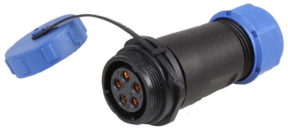 PRO ELEC Circular Connector, SP211 Series, Cable Mount Receptacle, 5-Pole, IP68, 30A, 500V AC, Threaded Coupling – PELR0180