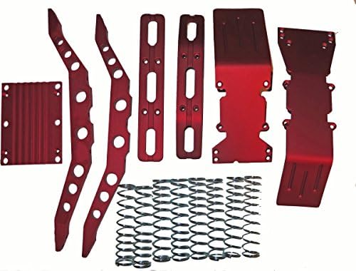 RC Aluminum Parts and Accessories Package Deal Set for E-Maxx 3903, 3905 or 3908 Red Anodized Aluminum with Free Dual Rate Shock Springs- RC Car Upgrade Parts