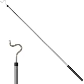 Greeily Clothes Hook Pole, Clothes Hanger Reaching Hook for Hanging Clothes Light and Plants Extendable from 35" to 50" Made of Stainless Steel Tube with Sponge Handle (50inch)