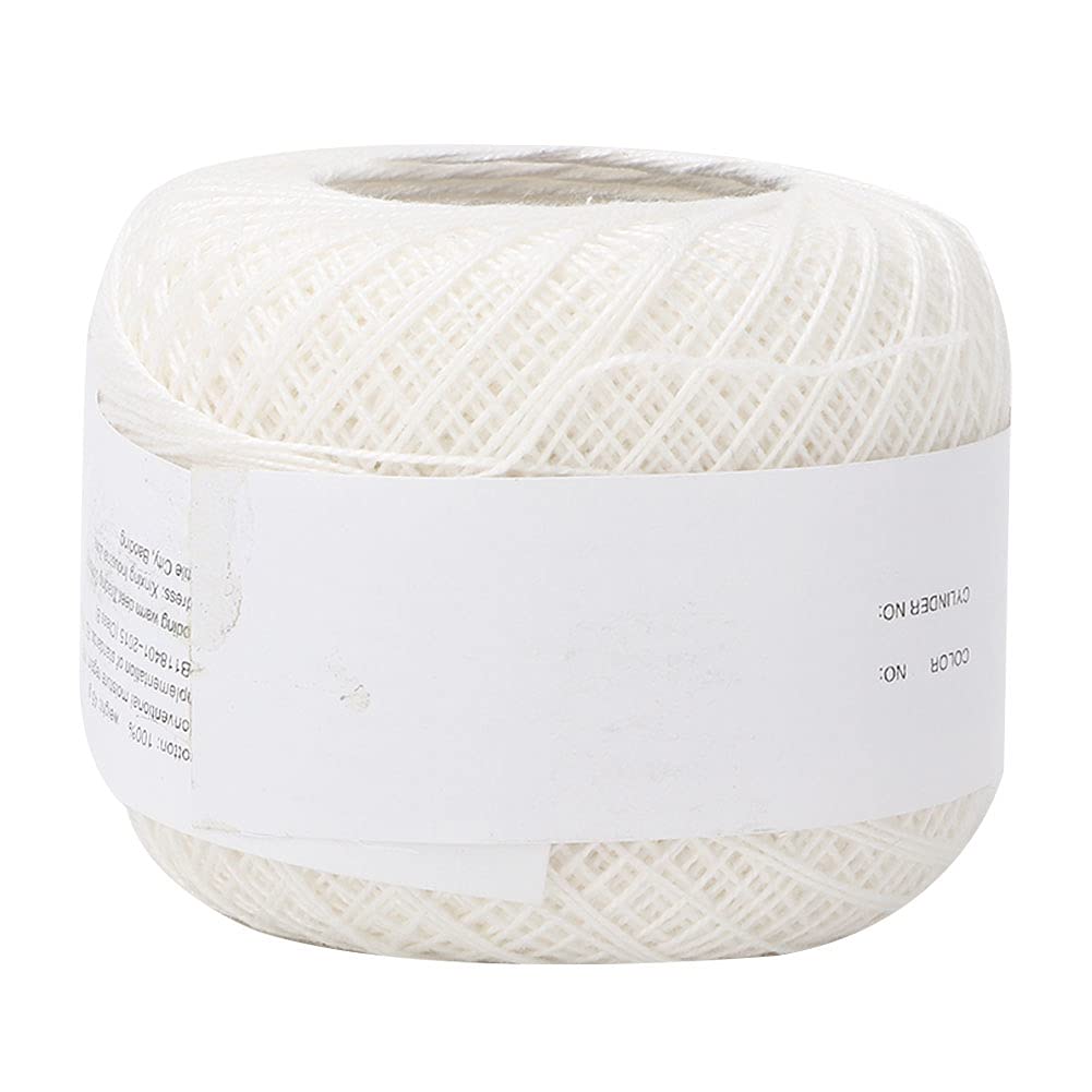 Assorted Color Crochet Yarn Lace Line Cotton Hand Crocheted DIY Summer Silk Light Thin Line (with a Crochet) for Scarf Sock Cup Mat(6601white)